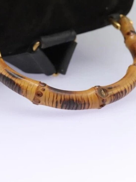 GUCCI Bamboo Backpack Suede Black Gold 003 - Picture 7 of 16